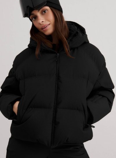 aimn Black Cortina Glossy Puffer Jacket