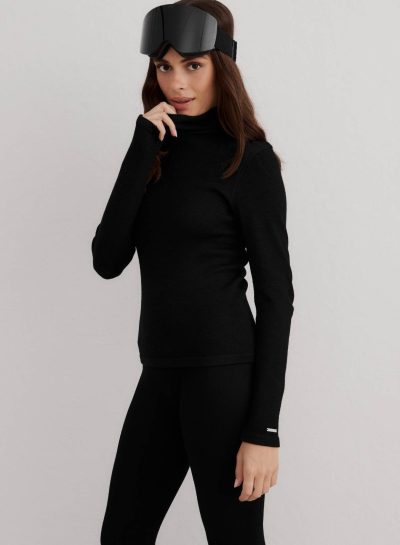 aimn Black Wool Half Zip