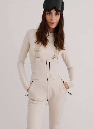 aimn Cafe Au Lait Stretch Thermo Bib Pants