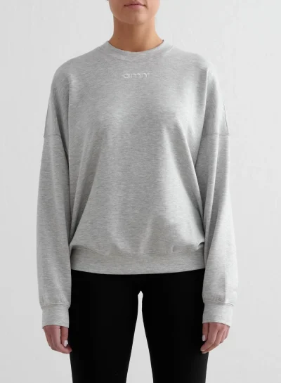 aimn Light Grey Melange Comfy Modal Sweatshirt