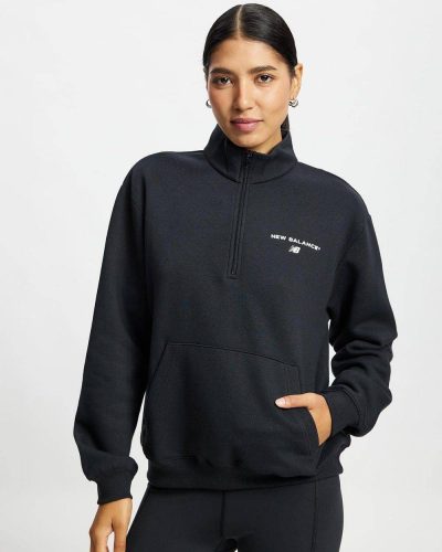 New Balance Reimagined Fleece Half Zip Svört Kvenna