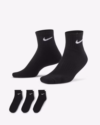 Nike Everyday Cushioned Training Ankle Socks Svartir (3 Pör)