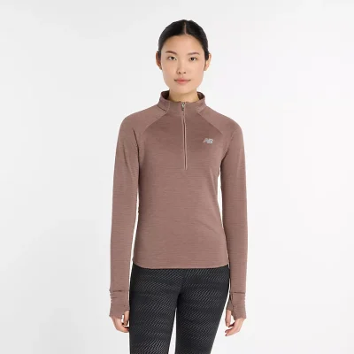 New Balance Athletics Heat Grid Half Zip Earth Shadow Kvenna