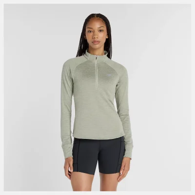 New Balance Athletics Heat Grid Half Zip Snake Green Kvenna