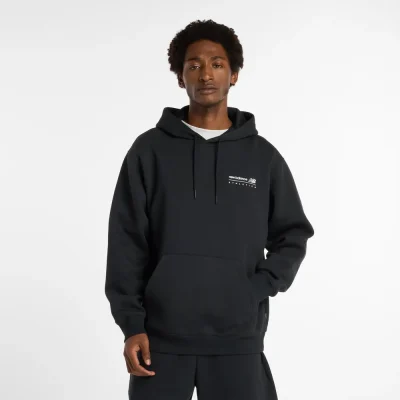 New Balance Linear Graphic Fleece Hoodie Svört Karla