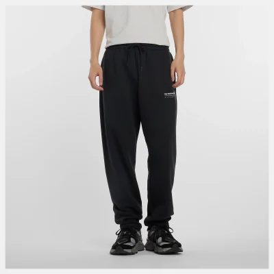 New Balance Linear Graphic Fleece Síðbuxur Svartar Karla