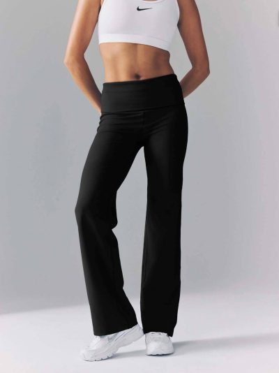 Nike One Dri-FIT High-Waisted Fold-Over Pants Black Kvenna