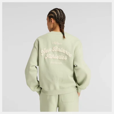 New Balance Linear Heritage Fleece Crew Sweatshirt Ljósgræn Kvenna