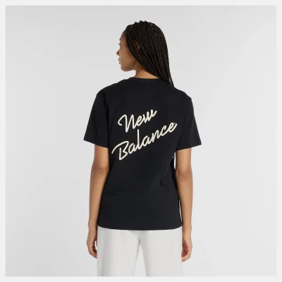 New Balance Athletics Script T-Shirt Svört Kvenna
