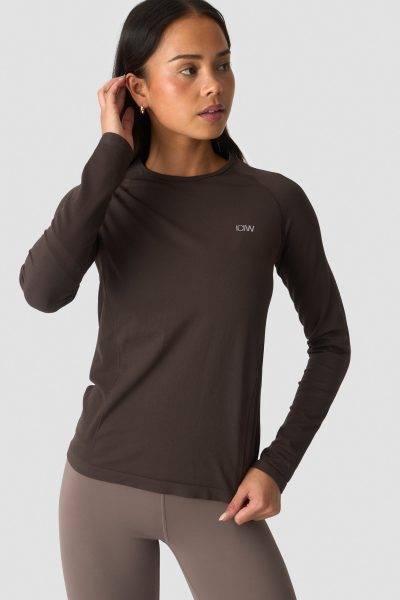 ICIW Define Seamless Long Sleeve Chocolate Brown Kvenna
