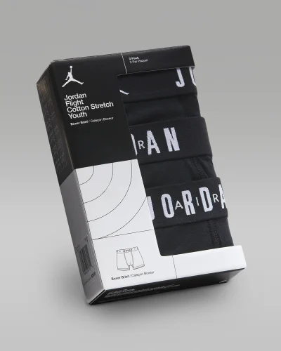 Jordan Flight Big Kids Cotton Boxer Briefs Svartar Krakka (3-Pack)