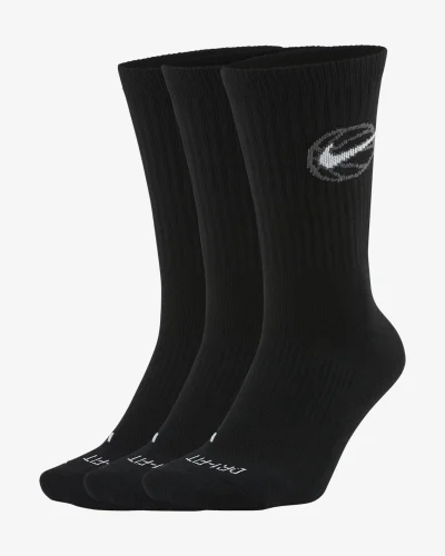 Nike Everyday Crew Socks 3 Pack Svartir