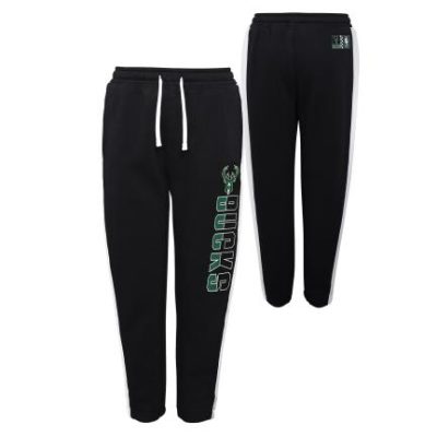 Outerstuff - Milwaukee Bucks Síðbuxur Svartar Krakka