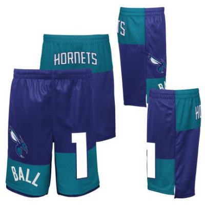 Outerstuff - Charlotte Hornets Lamelo Ball Blocked Stuttbuxur Bláar Krakka