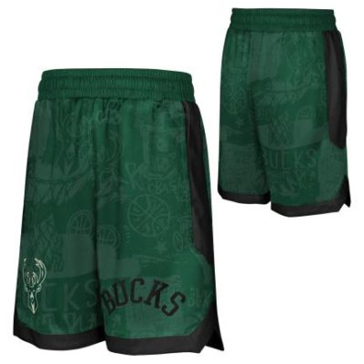 Outerstuff – Milwaukee Bucks Street Art AOP Baller Stuttbuxur Krakka