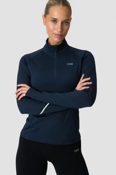 ICIW Everyday Long Sleeve 1/4 Stripe Zipper Midnight Blue