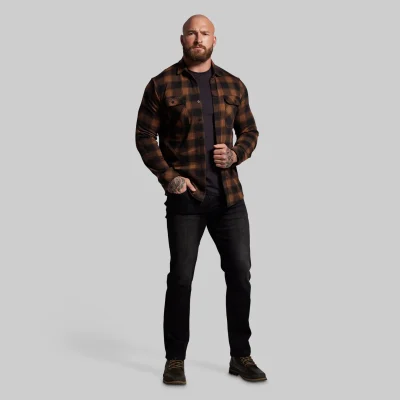 Born Primitive Woodsman Stretchy Flannel Coyote Brown