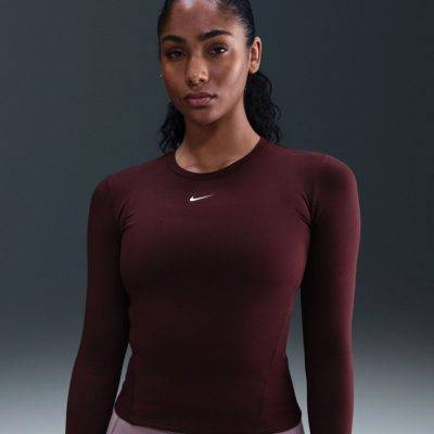 Nike One Long Sleeve Top Burgundy