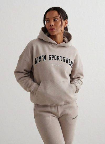 aimn Dark Clay Varsity Sweat Hood