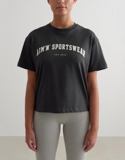 aimn Shadow Grey Varsity Boxy T-Shirt