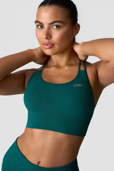 ICIW Ribbed Define Seamless Sports Bra Forest Green