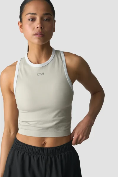 ICIW Mirage Seamless Cropped Tank Top Citrus Light Beige White Kvenna