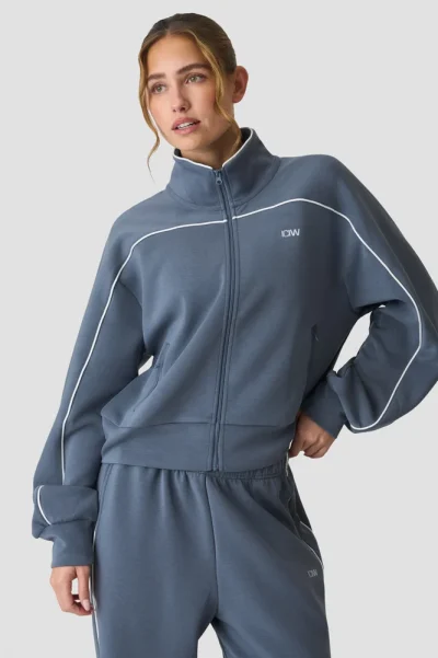 ICIW Contrast Zip Jacket Misty Blue