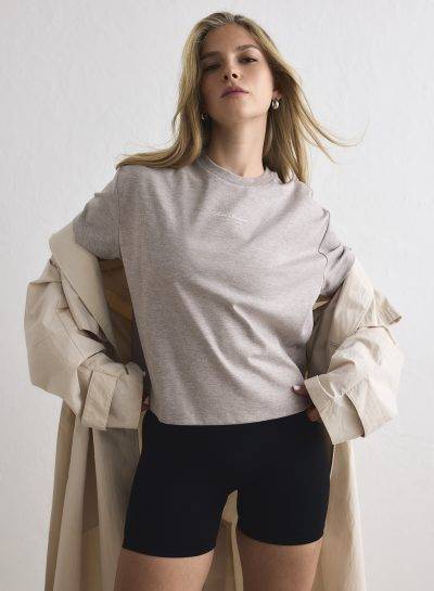 aimn Espresso Melange Script Boxy T-shirt