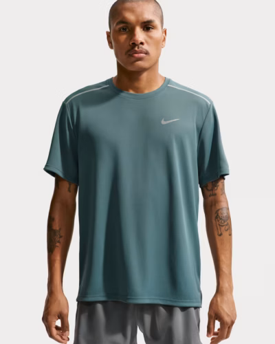 Nike Miler DriFIT UV Protection Short Sleeve Running Top Mineral Slate Karla