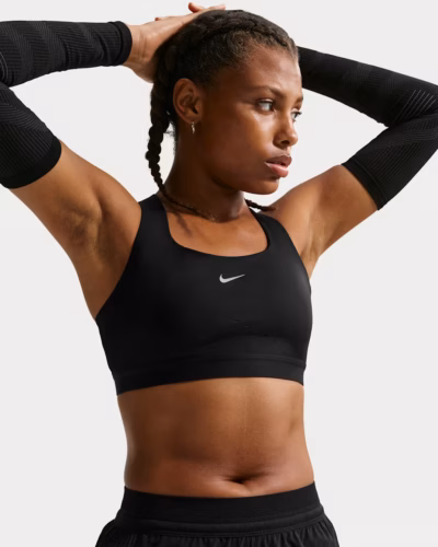 Nike Swift High Support Lightly Lined Sports Bra Svartur