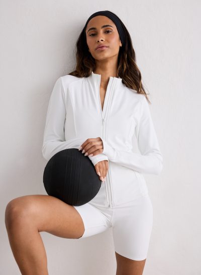 aimn White Sense Zip Jacket