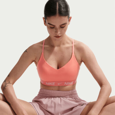 Nike Indy Light Support Padded Adjustable Sports Bra Crimson Bliss Kvenna