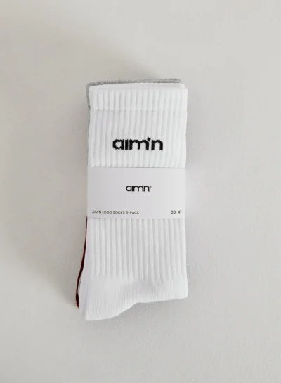 aimn Logo Socks 3 Pack Ruby