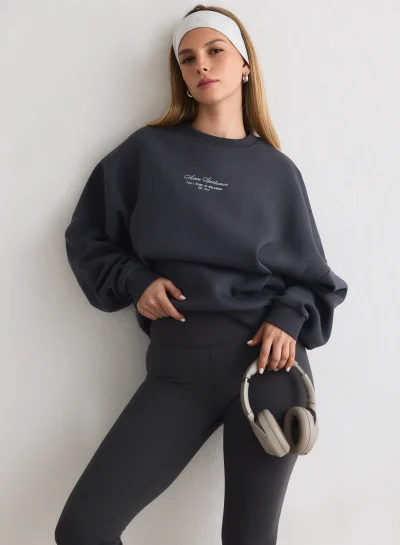 aimn Shadow Grey Script Sweatshirt