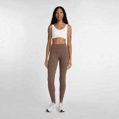 New Balance Sleek Pocket High Rise Legging 27inch Cortado Brown Kvenna
