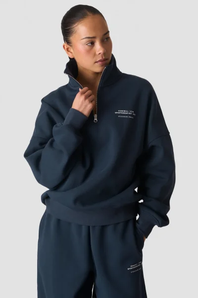 ICIW Everyday 1/4 Zip Crewneck Print Midnight Blue Kvenna