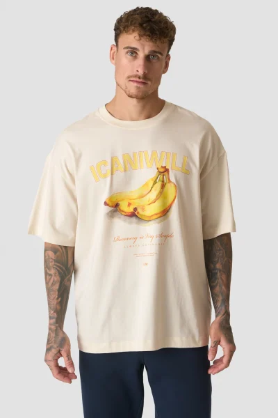 ICIW Everyday Oversized Cotton T-shirt Print Banana Cream White Karla