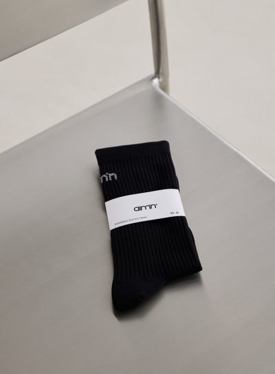 aimn Black High Running Socks