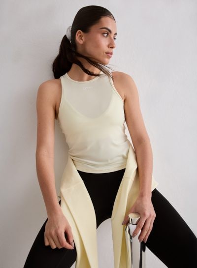 aimn Lemon White Soft Basic Singlet