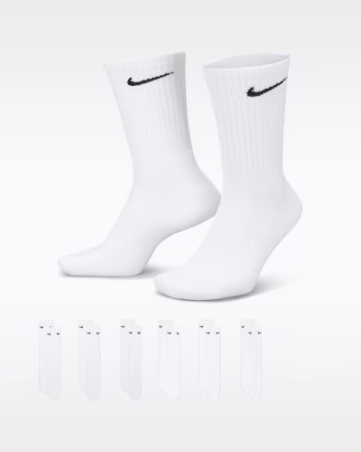 Nike Everyday Cushioned Training Crew Socks Hvítir (6 Pör)