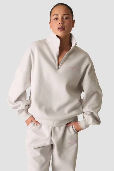 ICIW Everyday 1/4 Zip Crewneck Print Beige