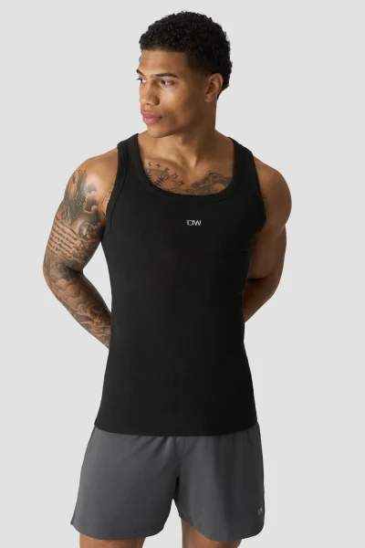 ICIW Grit Ribbed Tank Svartur Karla