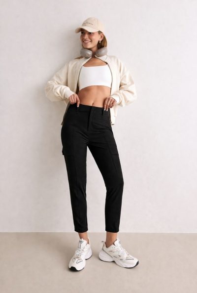 aimn Black Straight Cargo Pants