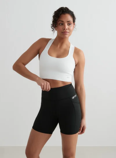 aimn Black Double Pocket Biker shorts