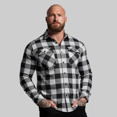Born Primitive Woodsman Stretchy Flannel White Black